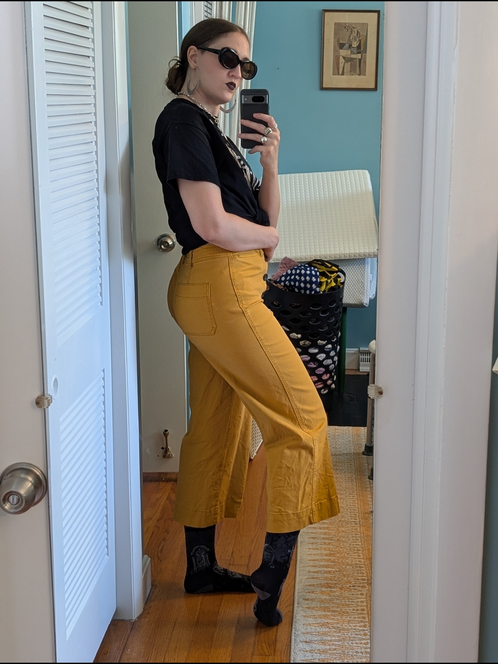 Madewell Mustard High-Rise Button-Front Cropped Wide-Leg Pants - Picture 2 of 6